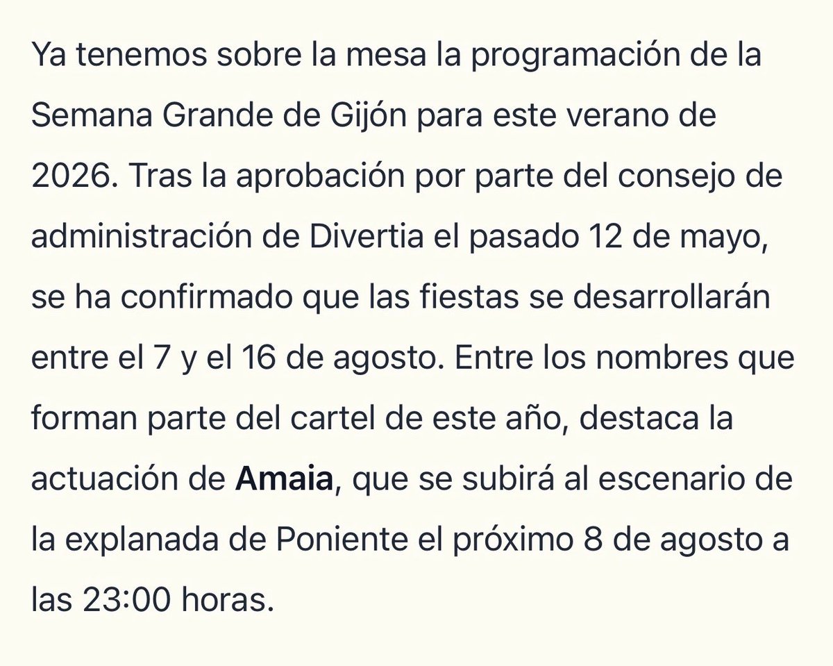 enfinmaemia's tweet photo. amaia va a estar el 8 de agosto gratis en gijón 🫶🏼🫶🏼🫶🏼 https://t.co/niqrW4mY4V