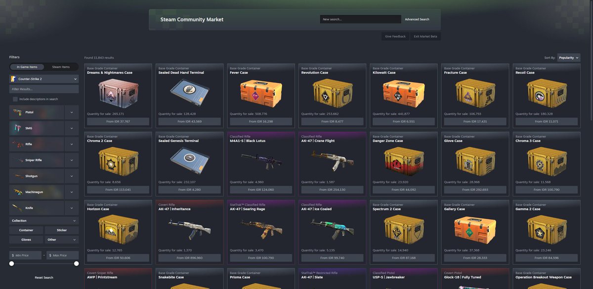 skinpock's tweet photo. Valve has just released a new design for the Steam Community Market. Now, you can see prices for all CS2 item qualities on one page. https://t.co/bWfhi3xj48