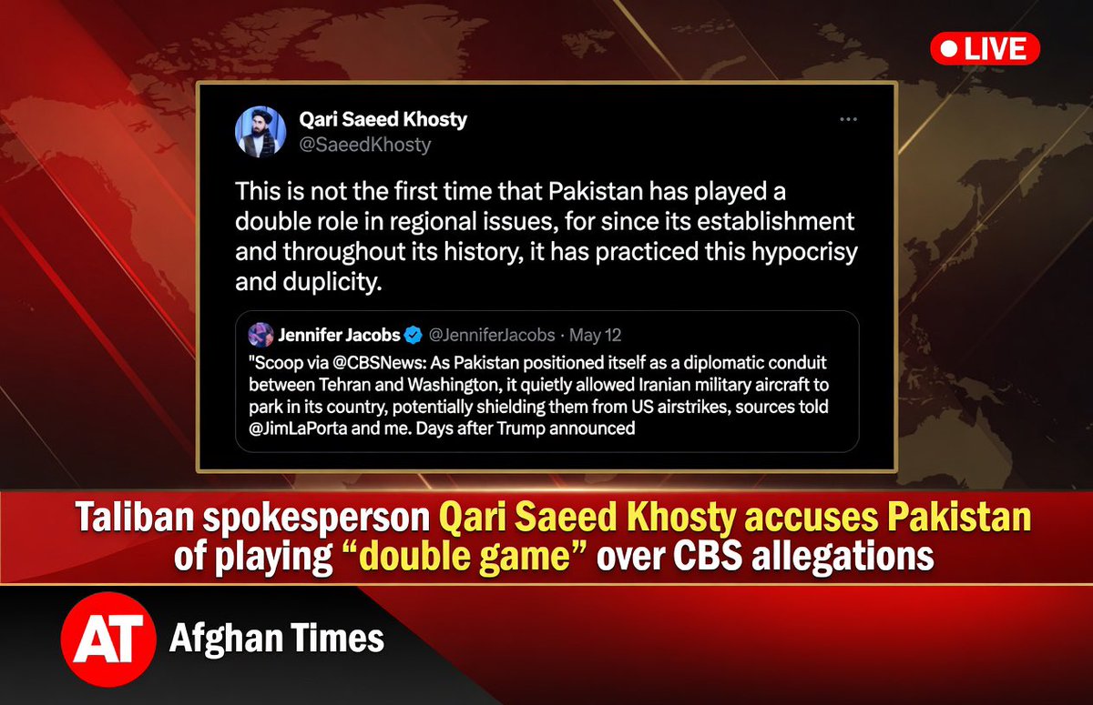 Taliban spokesperson Qari Saeed Khosty accuses Pakistan of “double game” ove...