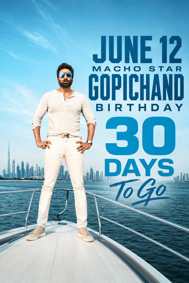 Sathish15581904's tweet photo. 3️⃣0️⃣ Days To Go
for Macho Star @YoursGopichand Birthday of our Macho Star June 12 is not just a date… it’s a celebration of power
⏳ 3️⃣0️⃣ days more to celebrate for the Powerhouse Performer 🔥
#Gopichand #MachoStar #GopichandBirthday #June12 #30DaysToGo #MassHero #MOVIESMASTI https://t.co/hXC3kMeZYE