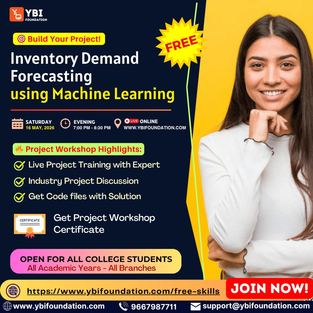 YBIFoundation's tweet photo. 🚀 Sat, 16 May 7:00pm 🎯Join FREE Online Project Workshop 
Inventory Demand Forecasting using Machine Learning 

📌Apply Now - https://t.co/vpAkRPQQH2 

📞9667987711
📧 support@ybifoundation.com

#mlproject #machinelearning #certificate #ybi #ybifoundation https://t.co/Aa1CLvz90P