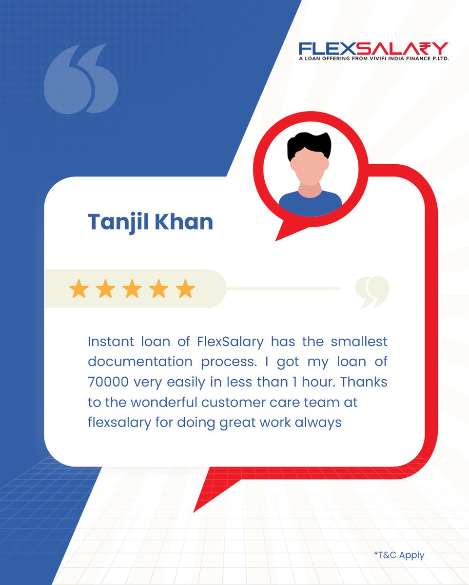 FlexsalaryIndia's tweet photo. When the process is simple and support is strong, customers choose FlexSalary with confidence.
.
.
.
.
#FlexSalary #customertestimonial #happycustomers #loanapp #instantloan #quickloans #DigitalLoans #EasyLoans #LoanSupport #FinancialSupport #Fastapproval #PaperlessProcess #QuickDisbursal #TrustedByCustomers #FinanceMadeEasy #instantcredit