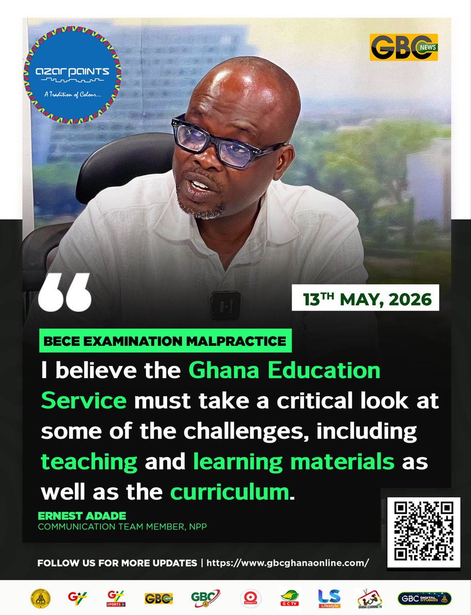 gbcnews_'s tweet photo. More thoughts from Ernest Adade, about B. E. C. E malpractices.
#bece #education #gbcnews https://t.co/oxjAFs0fa0