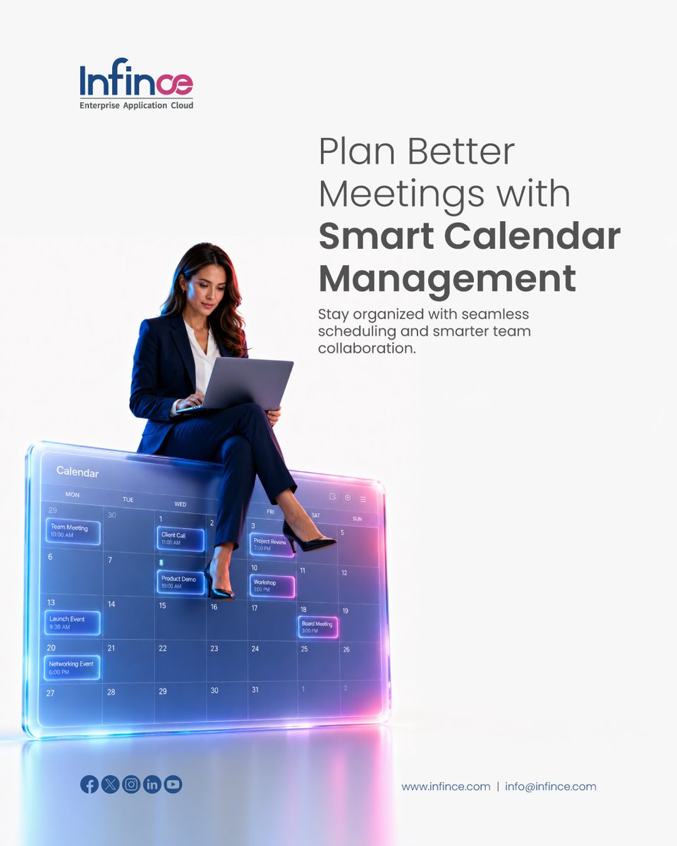 INFINCE1's tweet photo. Meetings work better when your team stays organized.
With Infince Calendar, schedule smarter, manage events effortlessly, and keep everyone aligned in one connected digital workspace.

👉 Explore at https://t.co/wSf5OclvDm

#Infince #SmartScheduling #TeamCollaboration https://t.co/ORIWiRgvvO