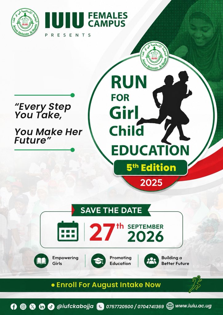 iufckabojja's tweet photo. The 5th edition of Run for Girl Child Education is here again. Every step speaks for hope, opportunity, and education for the girl child. 💚

#Run4GirlChildEducation https://t.co/FNxUfbqJq6