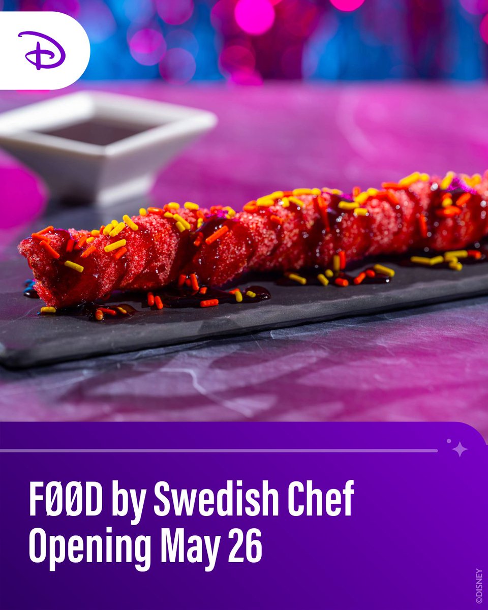 DisneyParks's tweet photo. Applause for the food! 👏😋 FØØD by Swedish Chef opens May 26 at Disney's Hollywood Studios in the Rock ‘n’ Roller Coaster Starring The Muppets courtyard⭐️ #DisneyEats https://t.co/qYguGBaLK5