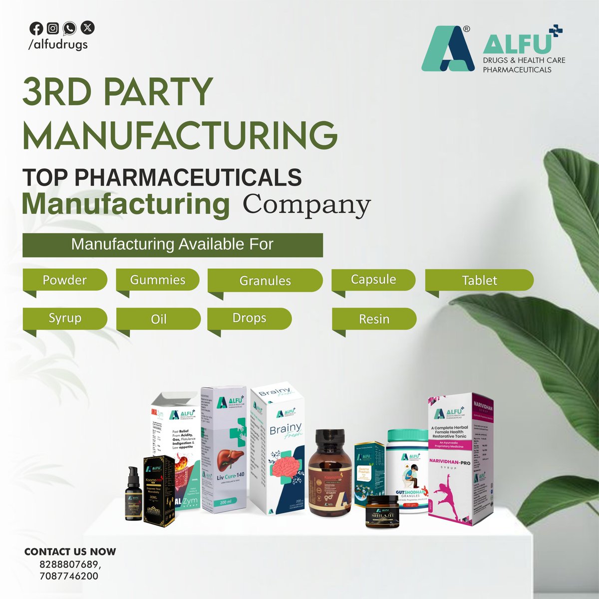 AlfuDrugs's tweet photo. Turn your vision into reality with our Third Party Manufacturing services. 🏭✨
From formulation to packaging, we deliver quality, trust, and timely production for your brand. Build your business with reliable manufacturing solutions. 🌿📦
#ThirdPartyManufacturing #PrivateLabel https://t.co/YzliFxOfs1