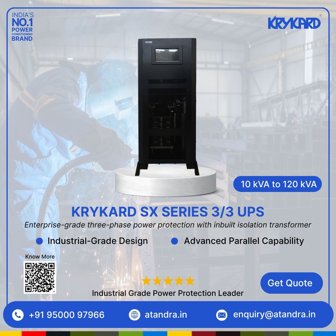 AtandraEnergy's tweet photo. Introducing the KRYKARD SX Series 3/3 UPS — engineered for demanding industrial environments where stability, reliability, and uninterrupted performance are critical.

Because in industrial operations, continuity is productivity.

#Atandra #KRYKARD #UPS #PowerProtection https://t.co/ZGUTVUvB4Z
