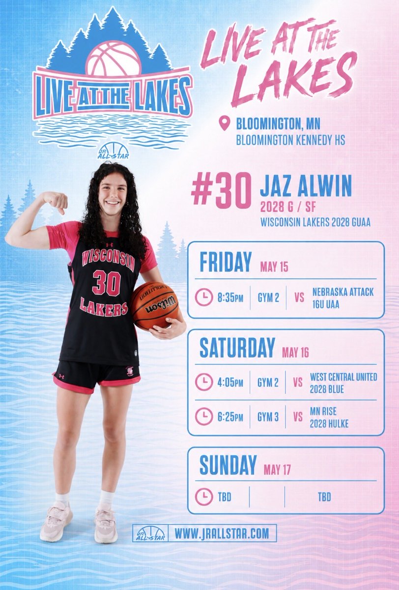 JazlynAlwin's tweet photo. We’re in Minnesota this weekend for @JrAllStarBB Live At The Lakes in Bloomington, MN! 

Ready to compete &amp; represent @WisconsinLakers🏀 

@JrAllStarWI @PGHWisconsin @FreshCoastHoops @FiveStateHoops https://t.co/8sKoTmQ9Gx