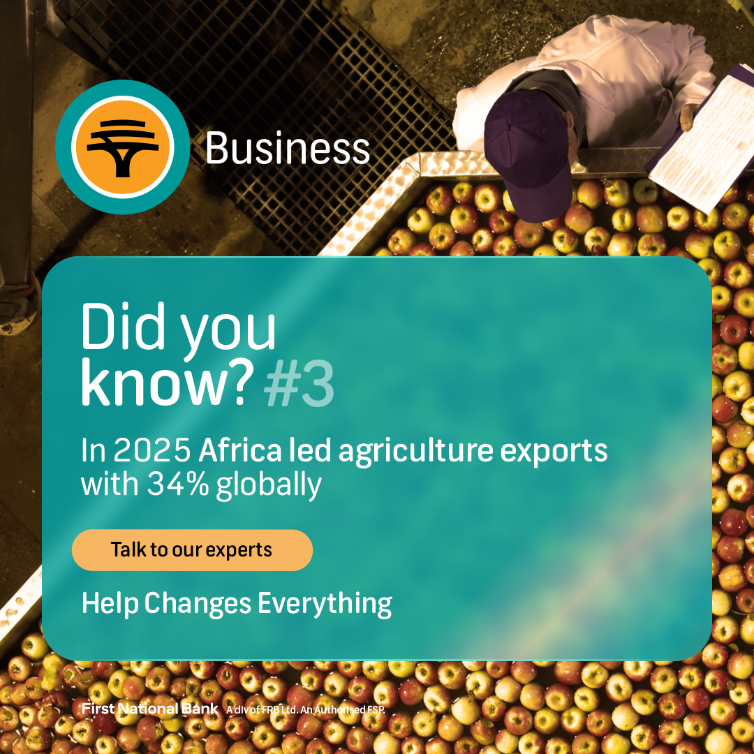 FNBSA's tweet photo. Africa’s agriculture sector is one to watch. 🔥 We see its growth and match it with industry-specific solutions and help. Want to learn more about how we help the sector grow? Visit our experts at #NAMPO2026 🌾. https://t.co/QJstBR5fgg