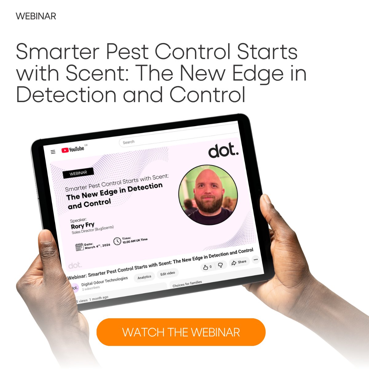 bugscents's tweet photo. In this webinar delivered by Rory Fry at dot, discover how next-generation #ScentScience is giving pest professionals a powerful new advantage in finding and managing problems earlier and more precisely.

Watch the webinar recording 👉 https://t.co/slEkvTw1qg https://t.co/pRxEr8i1fA