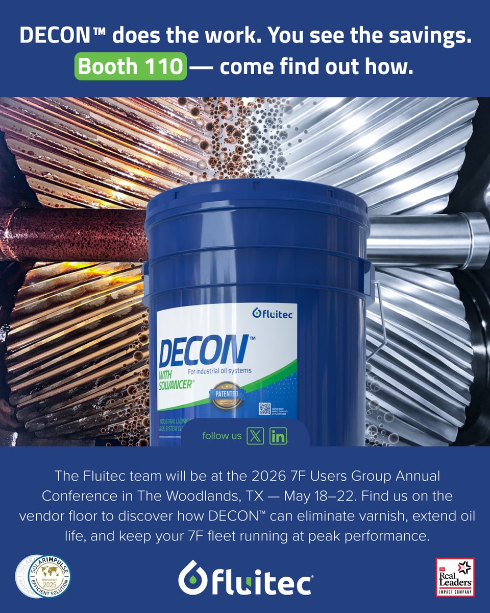 FluitecIntl's tweet photo. Meet the team at the 7F users conference at Booth 110 to find out more about ways you can remove varnish from your systems and extend the life of your oil.

The team will be there from 18-22 May, 2026 in Woodlands, Texas!

Don't miss this opportunity!

#fluitec #7FUsers #Texas https://t.co/TdJm4dtZwn