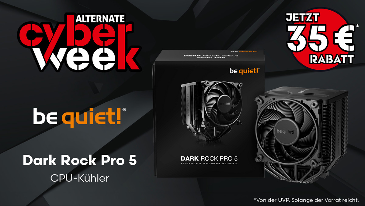 alternate_de's tweet photo. Flüsterleise &amp; super günstig! 🫰🏼 https://t.co/zm6DZPIbpe

Die #CyberWeek 🛍️ liefert dir den @bequietofficial​ Dark Rock Pro 5 CPU-Kühler aktuell zum absoluten Schnapperpreis! 🤫❄️

Nicht zu lange warten, sonst ist der Deal schneller weg als dein letzter FPS-Drop! ⌛ https://t.co/9Wx4DxTyJJ