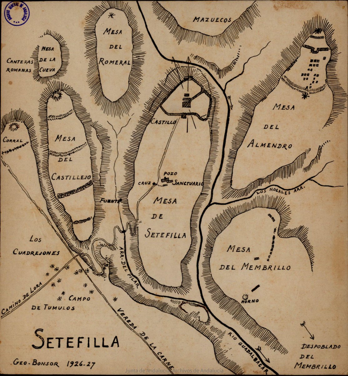 IECA_Andalucia's tweet photo. 📖Hoy hemos seleccionado este Plano de 1927 de las mesas de la zona de #Setefilla (Lora del Río) con localización de los túmulos del fondo de Jorge Bonsor del Archivo General de Andalucía incluido en nuestra #cartoteca.
Más información aquí ⤵️
https://t.co/vJIUHmWT1F #FEDER https://t.co/2ibvpoEHzt