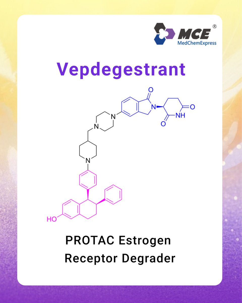 MedChemExpress's tweet photo. 💊#FDA Approval Update | #Vepdegestrant (#Veppanu) approved for advanced/metastatic breast cancer
🔸A first-in-class #PROTAC that goes beyond inhibition, driving degradation of its target protein.
🚀A validation of an entirely new therapeutic modality.
🌟MedChemExpress offers vepdegestrant for research use only: https://t.co/ORZIGTHLxF
#BreastCancer #Biotech #Pharma #MedicinalChemistry #FDAApproval
