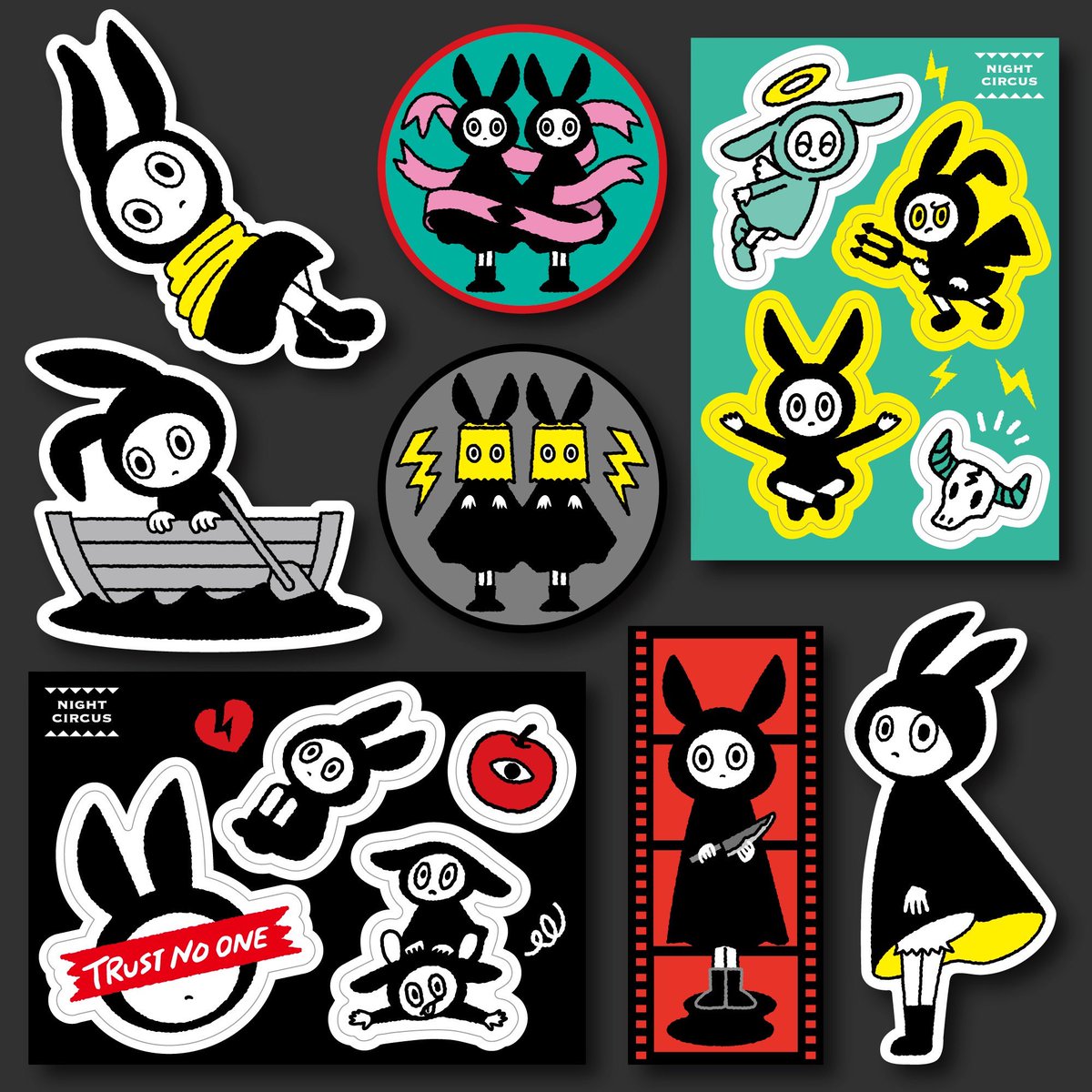 ポップアート 緑色背景 黒いキャラクター クリエイターEXPO出展のお知らせ】 🟡2026年6/17(水)-19(金