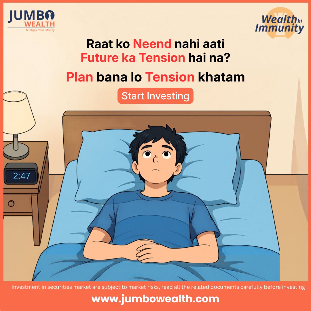 JumboWealth's tweet photo. Worried about your future? A smart financial plan today can bring peace of mind tomorrow 
Start investing early, build financial security, and create long-term wealth with confidence.

#FinancialPlanning #SecureYourFuture #SmartInvesting #WealthCreation #FinancialFreedom https://t.co/n5eFX2pN52