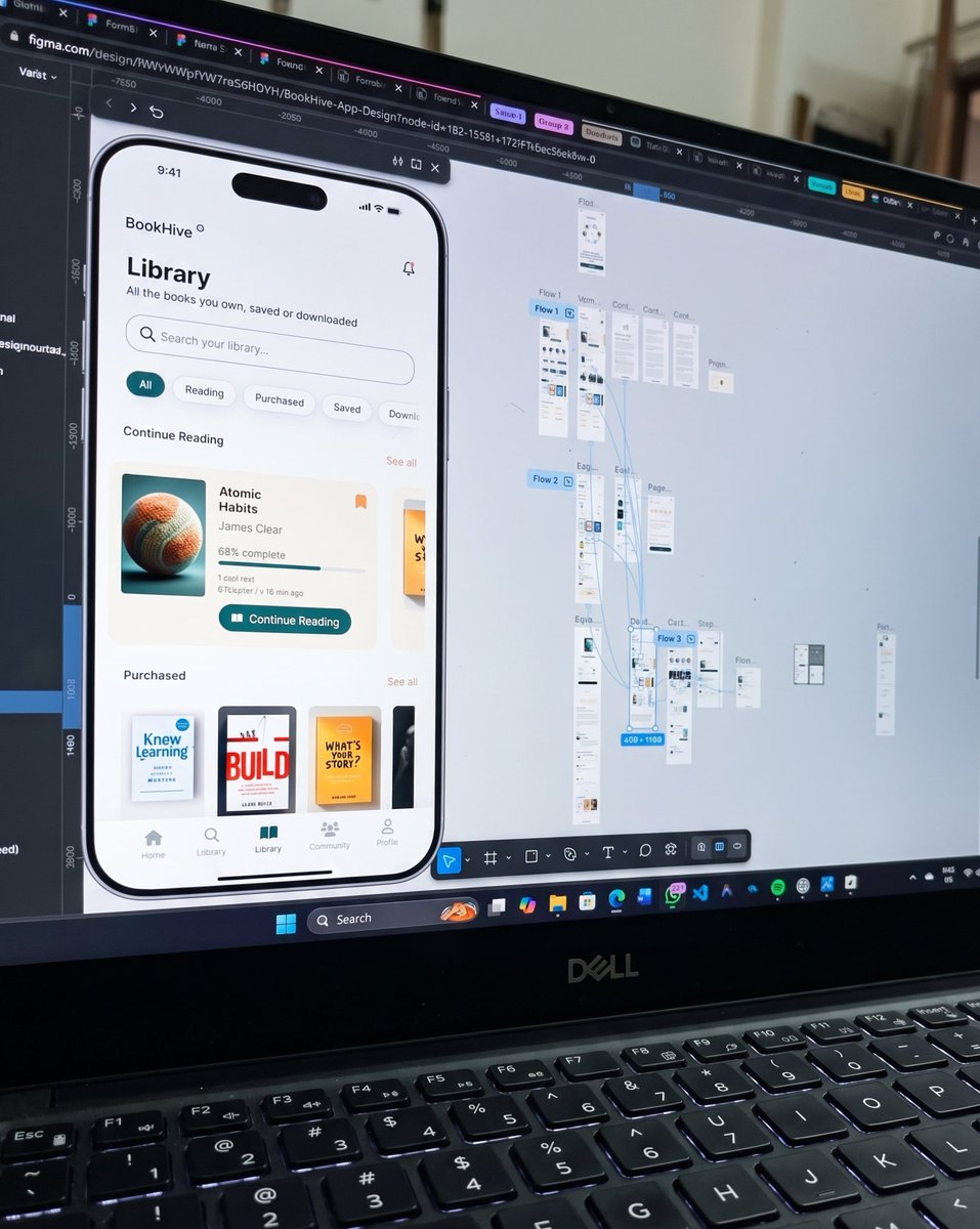 AI_MaNaGit's tweet photo. Do you prototype as you design, or prototype later?
Working on BookHive with @Designers_Tribe weekly challenge has reminded me why I like connecting screens as I go.
Every interaction reveals something missing.
Designing the UI is one thing.
Designing the flow brings life ✌️ https://t.co/xbjIgMJ7eC