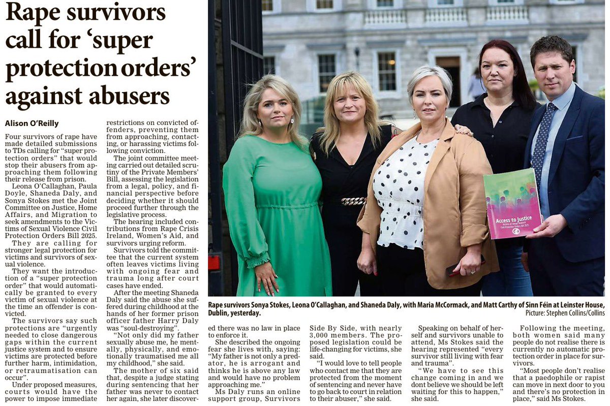 mattcarthy's tweet photo. Coverage of the passage of my protection orders legislation in today’s Irish Examiner.
Victims of rape should not need to beg to be protected from their attacker - this bill must be made law ASAP! https://t.co/Fp0Q7vQN4l
