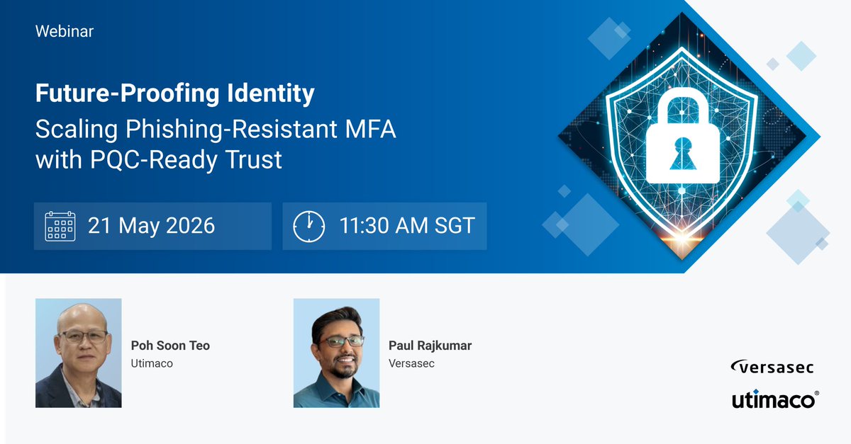 versasec's tweet photo. We are honored to welcome Poh soon Teo, Regional Vice President, #APAC at @Utimaco, as our co-speaker in next week's webinar! 🎙️

📅 Secure your spot today to catch his insights live:

https://t.co/9FNXzD5hrQ

#CyberSecurity #DataProtection #RiskGovernance #NetworkSecurity https://t.co/z9SSXwrbSo