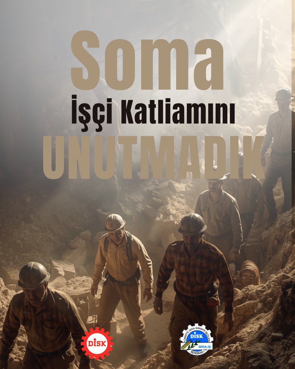 diskgidais's tweet photo. SOMA İŞÇİ KATLİAMINI UNUTMADIK
UNUTTURMAYACAĞIZ!

13 Mayıs Soma İşçi Katliamı'nın üzerinden 12 yıl geçti!
Son 12 yıldan bu yana;
Yaklaşık 24.000 işçi iş cinayetlerinde yaşamını yitirdi.
15-24 yaş arası 2.728 genç işçi çalışırken hayatını kaybetti.
En az 742 çocok/çocuk işçi iş cinayetleri sonucu yaşamını yitirdi.
Bunca ölüm karşısında kaç bakan, kaç yetkili istifa etti?
Kaç kurum yetkilisi ceza aldı?
Kaç patron bu cinayetlerden sorumlu tutularak cezaevinde yatıyor?

BU KATLİAMLARIN, İŞ CİNAYETLERİNİN HESABINI SORACAĞIZ!

#SomaKatliamı
#301Madenci