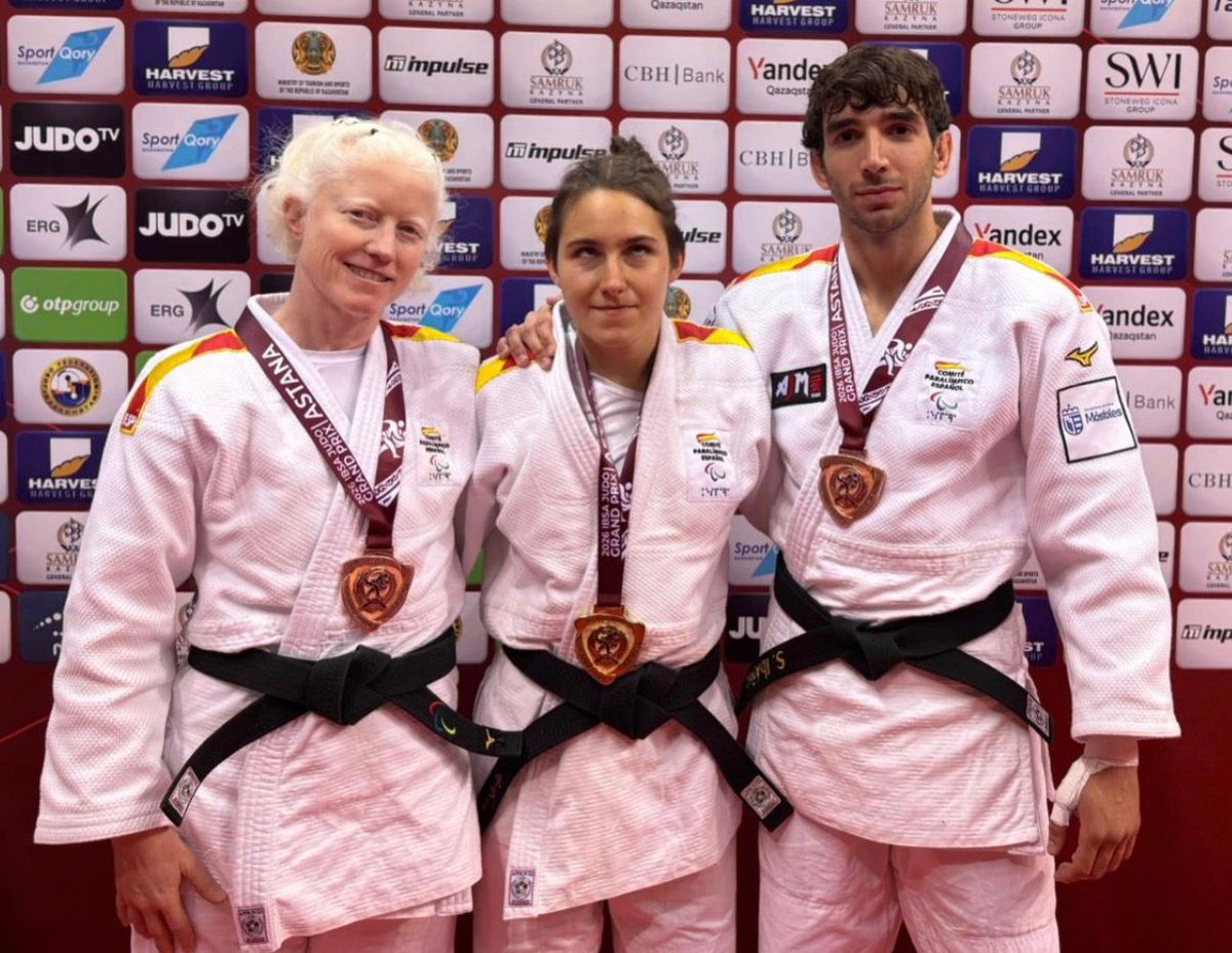 deportecmadrid's tweet photo. 🥋 Triplete para la @ComunidadMadrid en el  Grand Prix Astana IBSA: 
 
🥇María Manzanero.
🥉Marta Arce.
🥉Sergio Ibáñez.

¡Enhorabuena CAMPEONES de @JudoMadrid! 

#MadridEsDeporte https://t.co/cJlCUUt4Jy