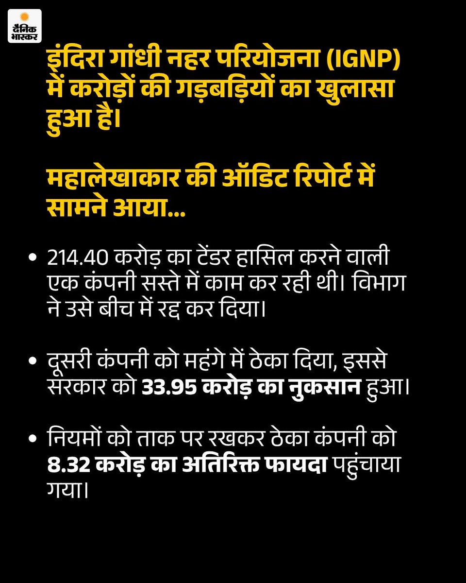 DainikBhaskar's tweet photo. इन्वेस्टिगेशन स्टोरी में पढ़िए- कैसे IGNP से जुड़े सैकड़ों करोड़ के प्रोजेक्ट में धांधली की गई…
https://t.co/OxyPGET91e
#IGNP #IndiraGandhiCanal #RajasthanNews #Investigation #Corruption #Scam #HindiNews https://t.co/eLlEAUBFPK