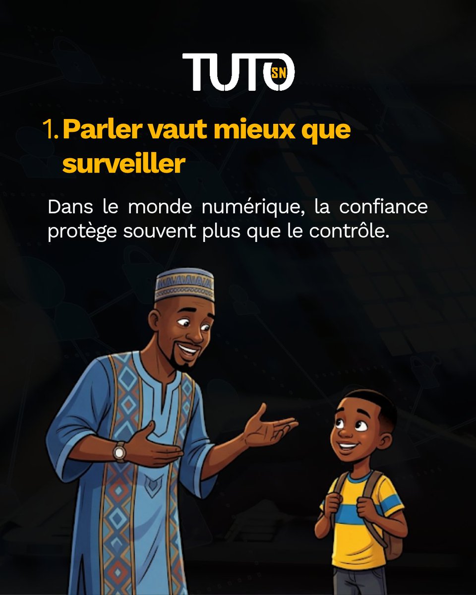 Tuto_sn's tweet photo. La parentalité digitale ne se résume pas à surveiller ou confisquer un téléphone.
Elle commence par l’écoute, la confiance et le dialogue.
Poser des questions avec bienveillance peut parfois ouvrir des portes que le contrôle ne pourra jamais ouvrir.

 #TUTOsn https://t.co/p1RRBEyLNU