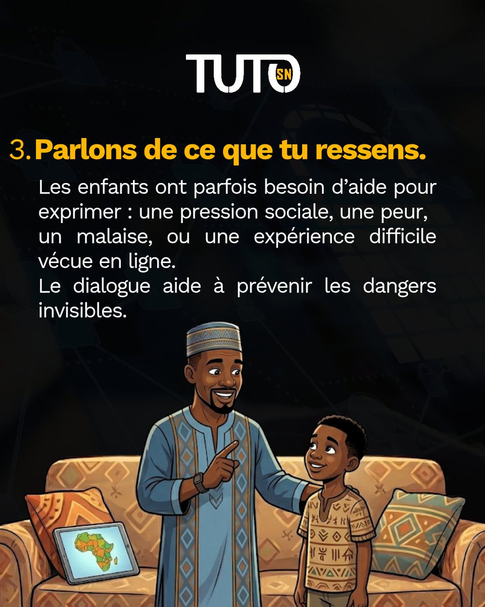Tuto_sn's tweet photo. La parentalité digitale ne se résume pas à surveiller ou confisquer un téléphone.
Elle commence par l’écoute, la confiance et le dialogue.
Poser des questions avec bienveillance peut parfois ouvrir des portes que le contrôle ne pourra jamais ouvrir.

 #TUTOsn https://t.co/p1RRBEyLNU