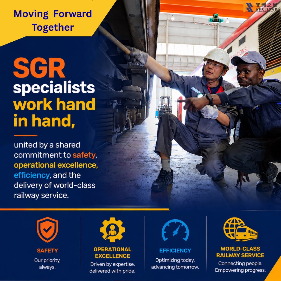 sgr_operation's tweet photo. Different skills, one mission. Excellence is what keeps us on track. #SGRKenya #OperationalExcellence https://t.co/2trNZ3gU0w