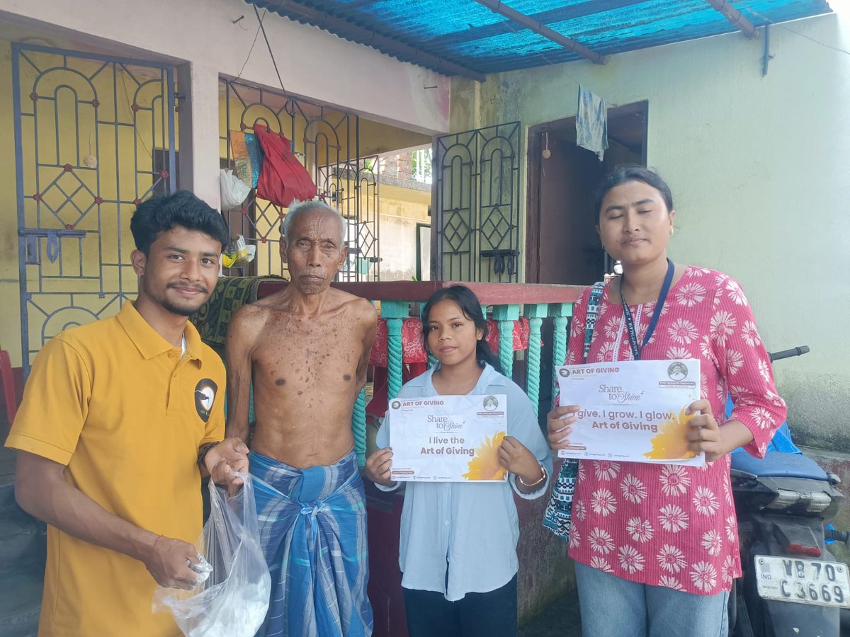 artofgiving_net's tweet photo. As part of the 13th International Day of Art of Giving celebrations, our AOG volunteer Mr. Jumpa Adhikary carried forward the inspiring message of “Share to Shine” in Dhupguri Ward No. 8, Niranjan Path Modhyapara, West Bengal.

Through meaningful community engagement and acts of kindness, the initiative reflected the values of compassion, positivity, and togetherness, encouraging people to spread humanity through simple acts of giving.

#ArtOfGiving #ShareToShine #AOG2026