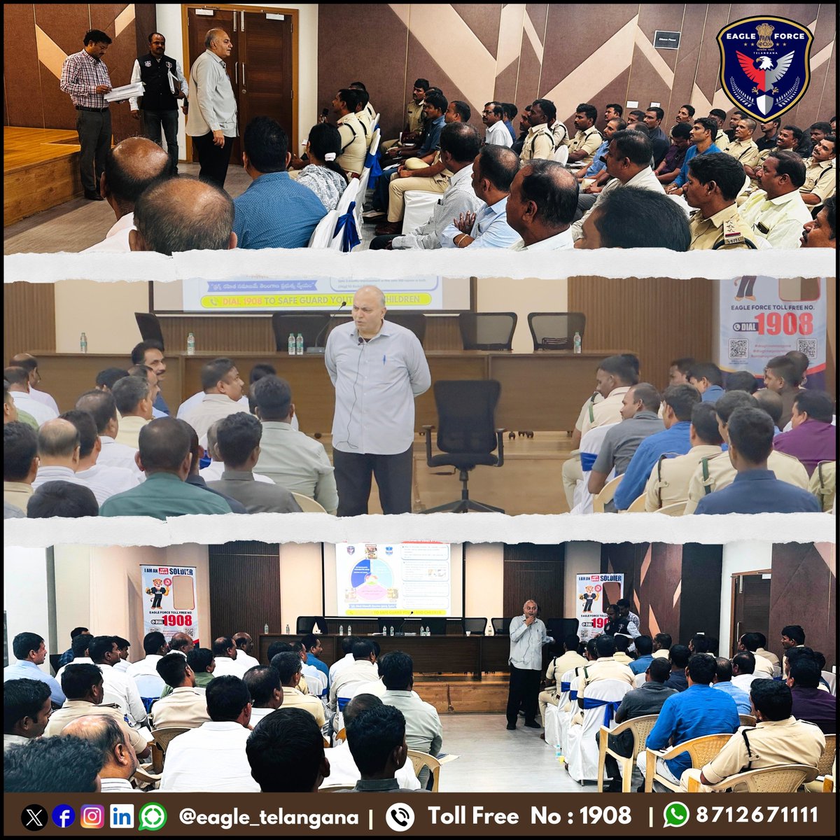 EAGLE_TELANGANA's tweet photo. EAGLE FORCE TG held meeting at TGICCC,Hyd to streamline #NDDs(Narcotic Detection Dogs)&Tracker Dogs utilization. Dog Handlers,RSI/RI,SB HC/SI/CI& Eagle force Officers attended. Sri.Sandeep Shandilya,IPS,Director EAGLE FORCE,stressed NDDs key role in curbing drug menace across TG. https://t.co/y8gvvkX6bs