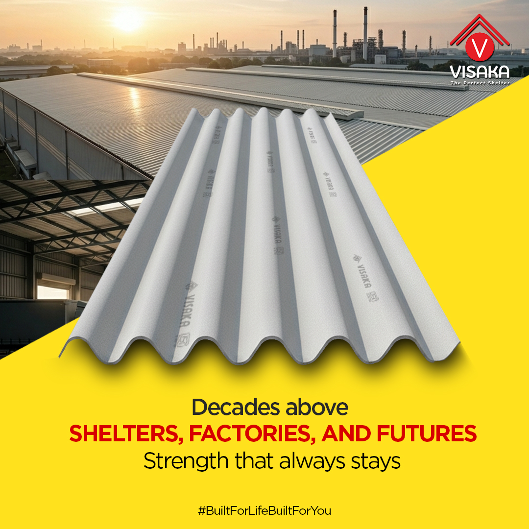 visakaacsheets's tweet photo. From factories to warehouses, every strong business begins with dependable protection overhead. Visaka Roofing Sheets are built to handle changing climates, demanding environments, and long operational years with confidence. Trusted roofing solutions that continue to deliver durability, reliability, and performance across generations. Because every growing industry deserves a roof built to stay strong.

#BuiltForLifeBuiltForYou #visaka #acsheets #cementroofingsheets #VisakaRoofing #RuralToUrban #BuiltToLast #SmartRoofing #CementSheets #WarehouseRoofing #HeatResistantWarehouseRoof #WeatherProofWarehouseRoof #chemicalresistant #chemicalresistantroof #rustresistantroof #rustresistant #LowMaintenanceWarehouseRoof #LongLastingWarehouseRoof #IndustrialRoofingSolutions #warehouseroofingmaterials