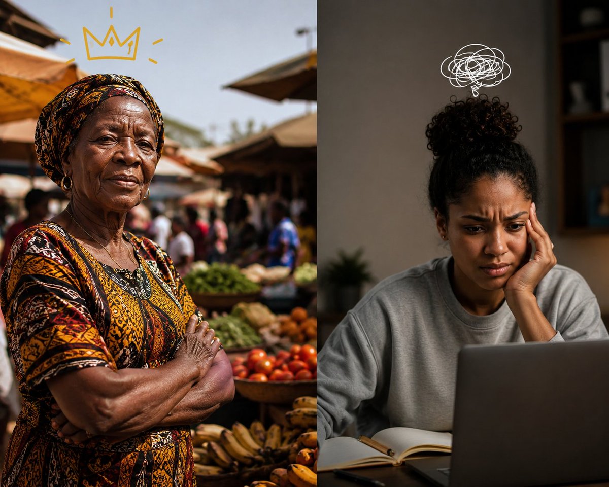 OCjoshltd's tweet photo. My grandmother never went to school but she ran 3 markets, raised 9 children, buried 2 husbands, and died with land in 4 states. Meanwhile I have a degree and I'm asking ChatGPT how to negotiate my salary. We are not the same generation. https://t.co/S5WCwnroOH