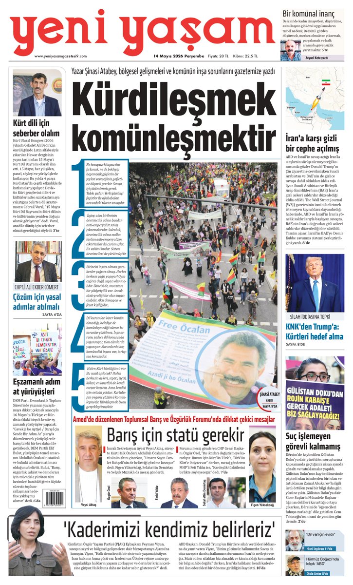 yeniyasamnews5's tweet photo. 'Kürdileşmek komünleşmektir' manşetiyle yarın yayındayız https://t.co/iyDuTJ0g0C