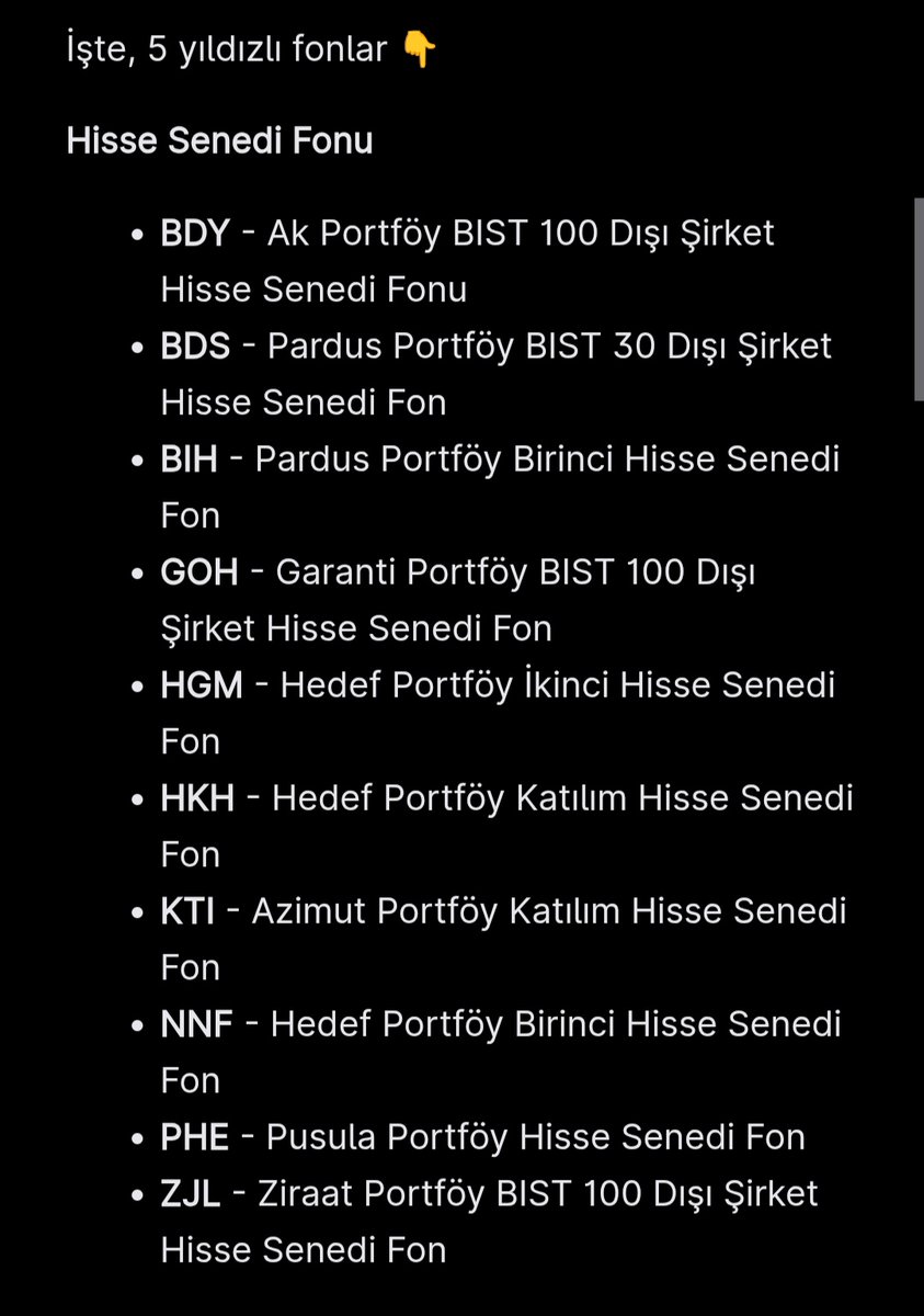 Mustafafilz's tweet photo. İşte beş yıldızı hak eden beş yıldız hisse fonları 
#hissefonu
#fon #phe #nnf #byd #bds #bıh https://t.co/tC87xgfMRI