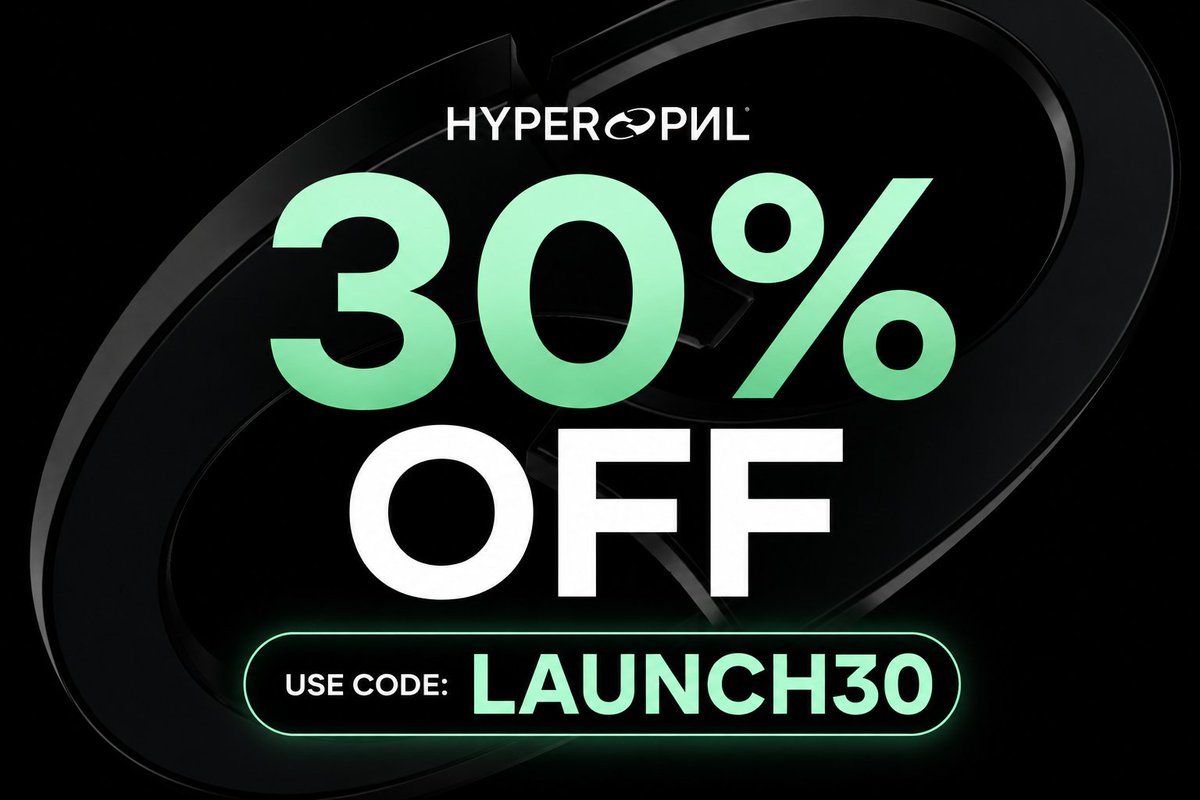 hyperpnl's tweet photo. Launch Month — Week 3/4  

30% OFF all accounts with code: LAUNCH30  

$5K Account → $35
$10K Account → $63 
$25K Account → $149.1  

Next week discount drops to 15%.  

Don't miss out!  

https://t.co/IXMwgQ8aZP https://t.co/j3VSUHNIKh