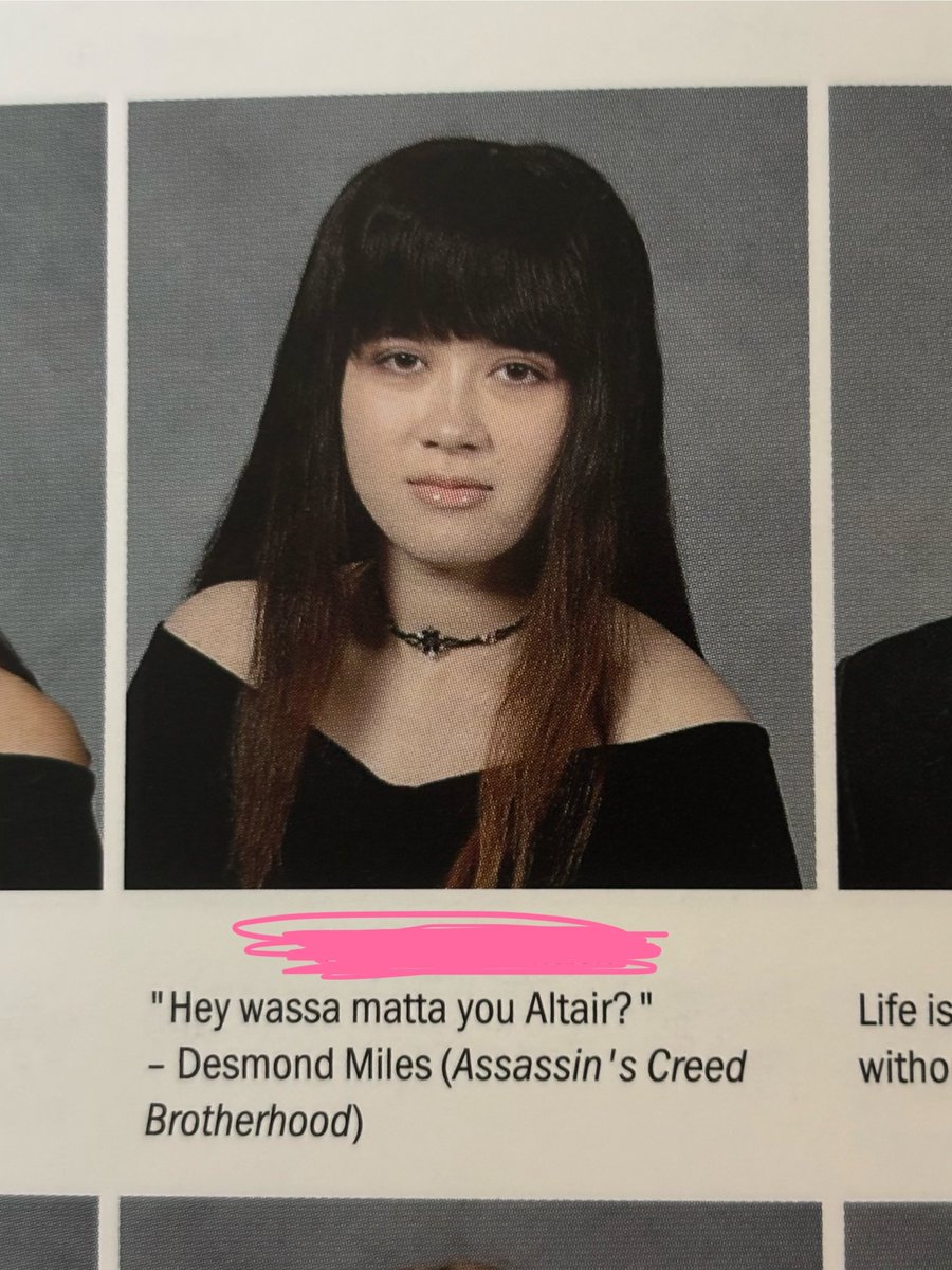 adventmiyu's tweet photo. @assassinscreed  what you think of the yearbook quote ? https://t.co/zXRMDJumbv