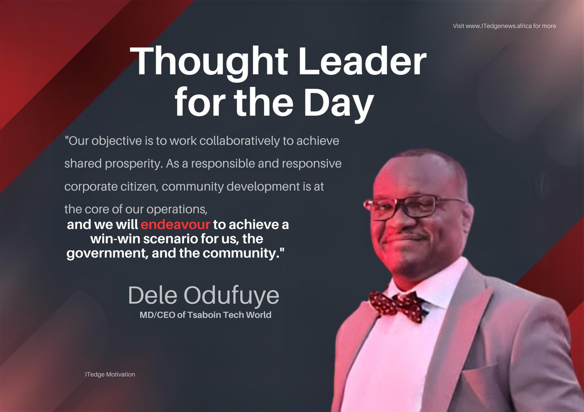 ITEdgeNewsNG's tweet photo. From pioneering early local tech solutions like @tsaboin  TrafficTalk to driving massive multi-sector investments across Africa, Dele Odufuye @deleodufuye  has solidified his spot as a heavyweight in the continent's digital transformation.

As an award-winning serial entrepreneur, investor, and tech leader, his philosophy is rooted in action over rhetoric. Whether deploying free connectivity via Flobyt alongside Don Jazzy, or scaling cross-continental operations as the former Managing Director of Cavista Holdings, Dele continues to prove that sustainable corporate growth must act as a force for good.

Today, we celebrate his unwavering focus on shared prosperity, ecosystem collaboration, and building a pipeline for the next generation of African innovators.

#itedgenews #NewsUpdate #NewsHiglights