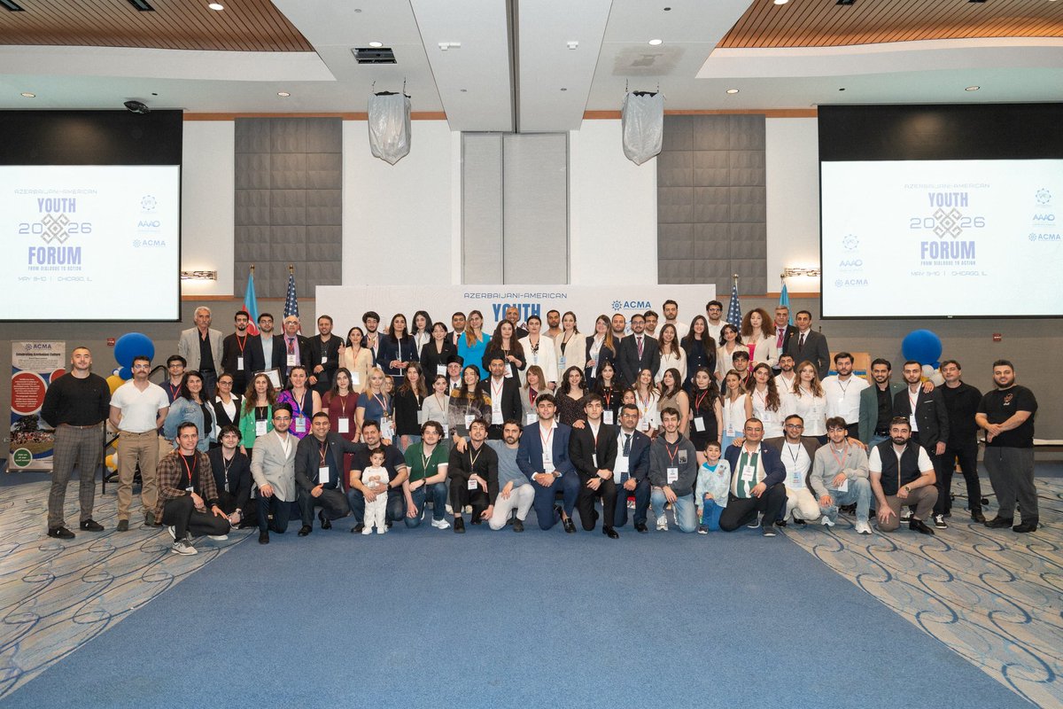 acmaus_org's tweet photo. The 3rd Azerbaijani-American Youth Forum “From Dialogue to Action” was successfully held in Chicago, bringing together students and young leaders from 52 universities across 23 U.S. states.

The forum focused on youth leadership, innovation, diaspora engagement, networking, and international cooperation, while also celebrating Azerbaijani culture and heritage.

Thank you to all speakers, guests, organizers, and participants for making this event a great success. 🇦🇿

#AzerbaijaniAmericanYouthForum #FromDialogueToAction #AzerbaijaniYouth #DiasporaYouth #Chicago #ACMA #YouthLeadership #Azerbaijan