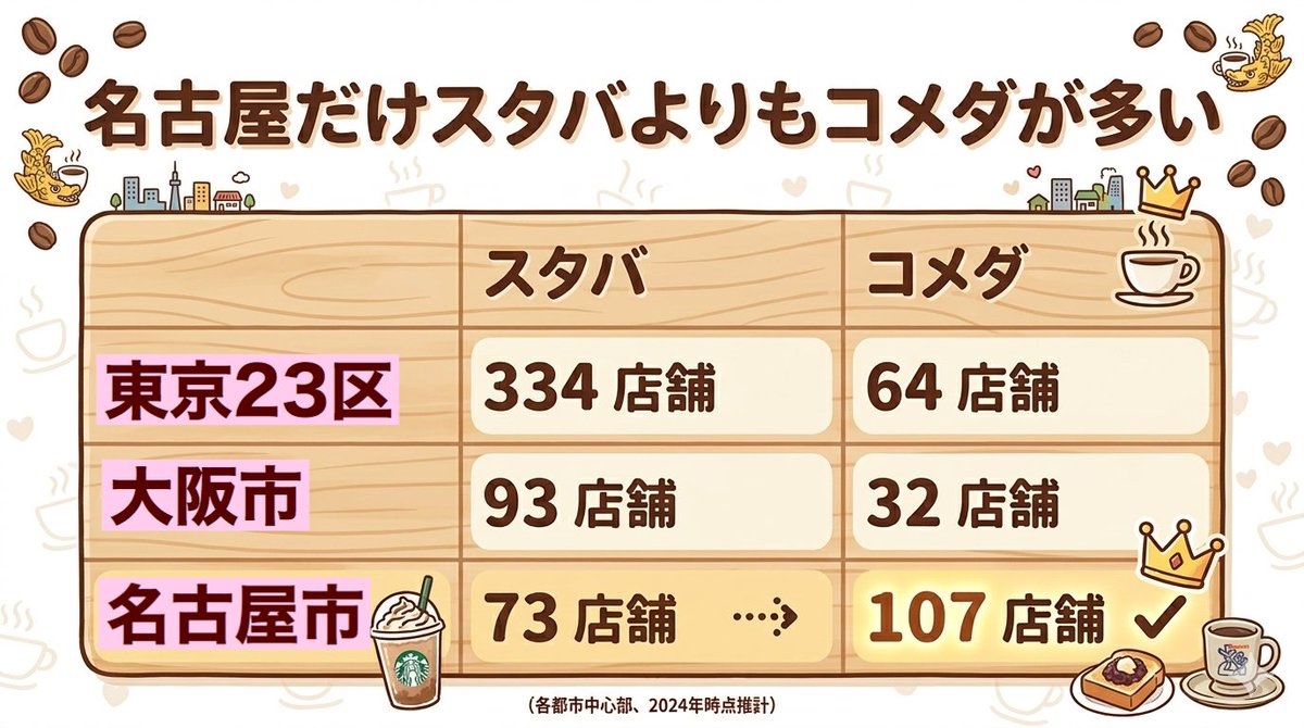 NAGOYA_iJU's tweet photo. 日本で唯一、

「スタバよりもコメダの方が多い」
最高の街、名古屋 https://t.co/2wIWI24Fqo
