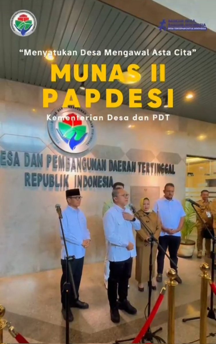 OlesSpangpet's tweet photo. Munas II PAPDESI menjadi momentum memperkuat persatuan desa dalam mewujudkan pembangunan yang maju, mandiri, dan berkelanjutan. “Menyatukan Desa Mengawal Asta Cita. "

@YandriSusanto
@ARizaPatria
@KemensetnegRI

#KementerianDesaPDT
#BPSDMKementerianDesaPDT
#PAPDESIMengawalAsta https://t.co/8aIq4W06CQ