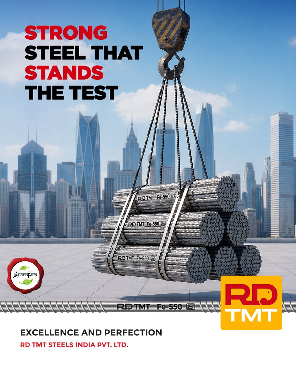 rdtmt2's tweet photo. When strength matters, choose RD TMT Steels. 

#TMTBars #BuildStrong #SteelStrength #rdtmtsteels #ConstructionIndia https://t.co/ag5zbqAyde