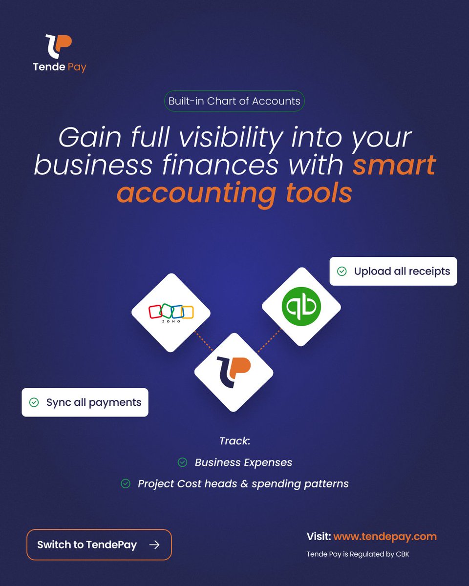 tendepay's tweet photo. Manage your payments and keep your books up to date effortlessly. With TendePay’s in- built Charts of Accounts ERP and seamless integrations with Zoho Books and QuickBooks, every transaction is automatically categorized and ready for reconciliation.  
#tendepay #lipavidifferent https://t.co/OAe5ncVFhq