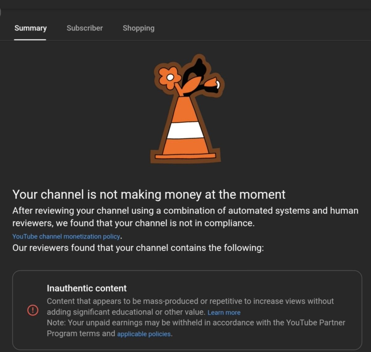 Tocatizy's tweet photo. Hi, @TeamYoutube @Youtube @YoutubeCreator.
It's been over a month since my channel was demonetized. It's something I never imagined before, and it's incredibly demoralizing.

YouTube removed monetization from my channel for "inauthentic content," and I'm really struggling to understand what it means. All my videos are made by hand—from scripting to editing. 

I'm asking for a fair and honest manual review of my channel. Please don't let all the years of hard work go to waste. I just want to see fair and transparent reviews. 
@TeamYouTube @YouTube @YouTubeCreators💔