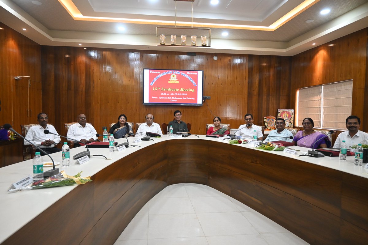 MLUCuttack's tweet photo. 5th Syndicate Meeting of Madhusudan Law University held on 13.05.2026 https://t.co/MEBX9rPmzT