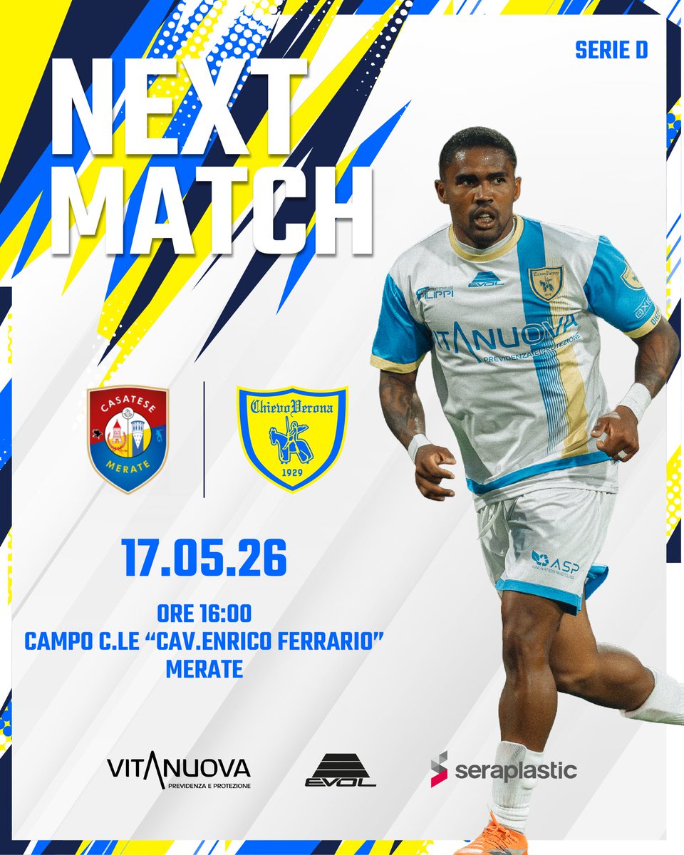 ChievoVR's tweet photo. Un ultimo passo da fare.
Tutti Insieme💛💙

Domenica scenderemo in campo per la 𝗳𝗶𝗻𝗮𝗹𝗲 𝗽𝗹𝗮𝘆𝗼𝗳𝗳 contro la Casatese Merate!! 
Servirà il cuore e la spinta di tutti i tifosi
𝗨𝗻𝗶𝘁𝗶 𝗽𝗲𝗿 𝗹’𝘂𝗹𝘁𝗶𝗺𝗼 𝗮𝘁𝘁𝗼⚔️🔥

#ForzaChievo #FinalePlayOff #CasatesevsChievo https://t.co/KG7HaYax50