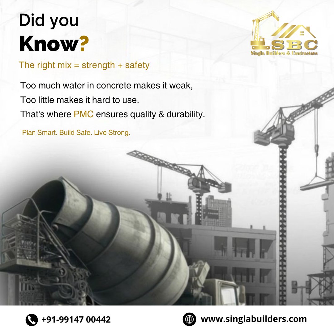 singla_builders's tweet photo. Did you know?
The strength of any construction depends on the right concrete mix. Too much or too little water can affect durability and safety.
Call Now: +91 9914700442
#SinglaBuilders #ConstructionWork #BuildingConstruction #CivilWork #SmartConstruction #QualityConstruction https://t.co/45lxW4aBd7