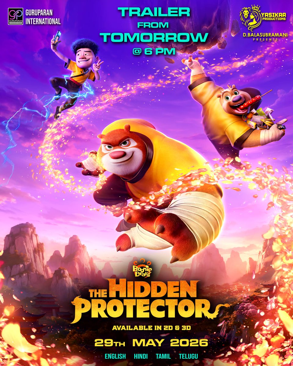 ranaprodoff's tweet photo. Full loaded  - Grand Trailer OF Boonie bears - #TheHiddenProtector Movie 🎥 Set In 3D &amp; 2D - Trailer From Tomorrow At 6Pm - Movie Release 29TH MAY 2026 
@GuruparanIntnl 

#GURUPARANINTERNATIONALNEXT https://t.co/0cPKFOQ3E7