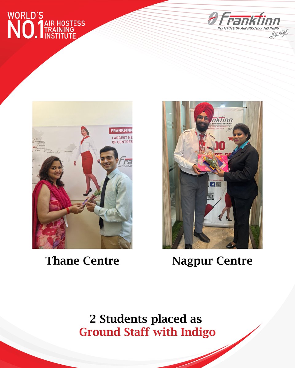 _FlyHigh's tweet photo. Congratulations to our students from the Thane and Nagpur Centres on getting placed as Ground Staff with IndiGo.
Their journey reflects how confidence, training, and determination can open doors to exciting opportunities in the aviation industry.
#Frankfinn #FlyHighWithFrankfinn https://t.co/AIminprVwk